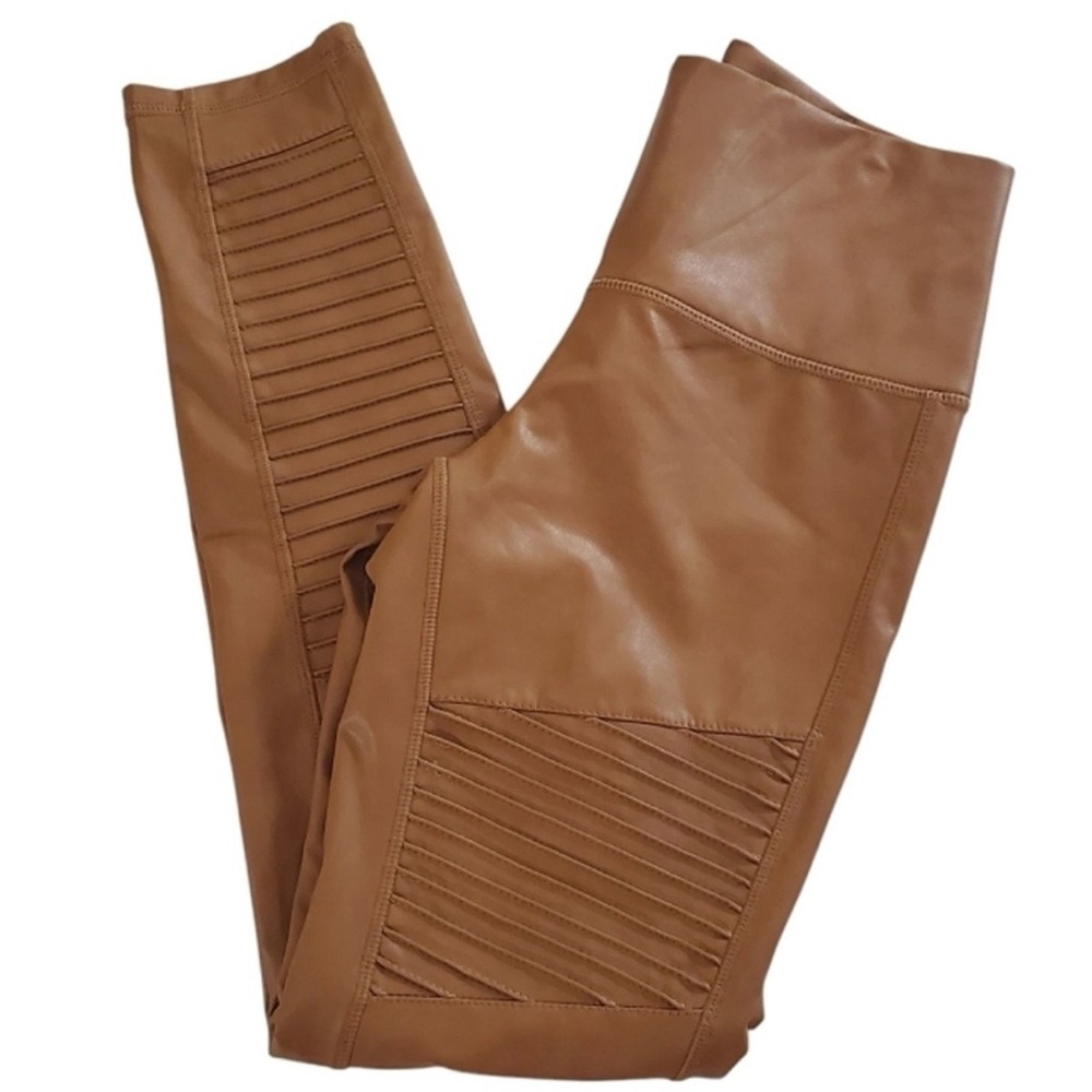 7 For All Mankind Camel Faux Leather Moto Pants/Leggings - XS
